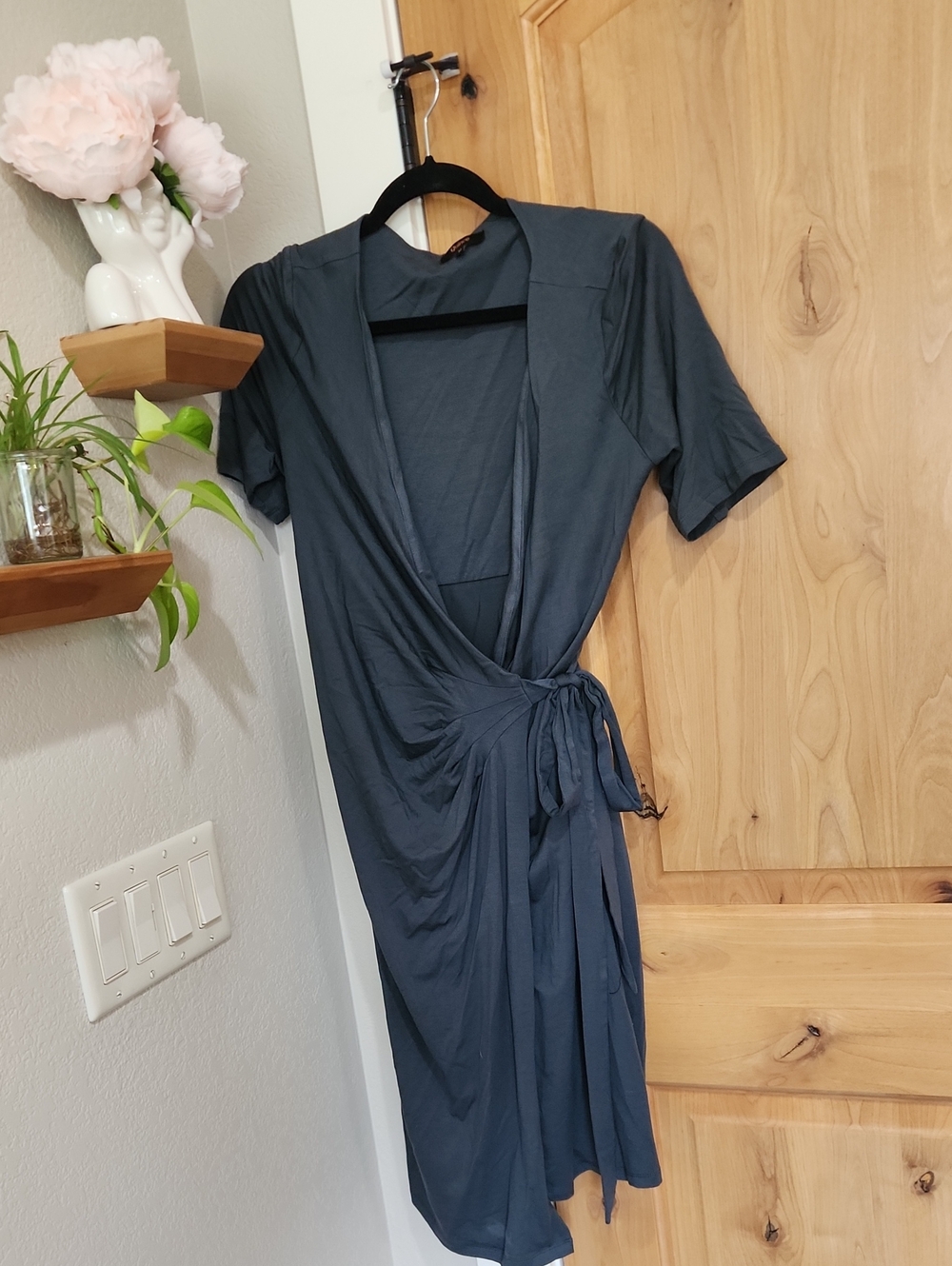 Quince Tencel Jersey Maternity Forest Green Wrap Dress